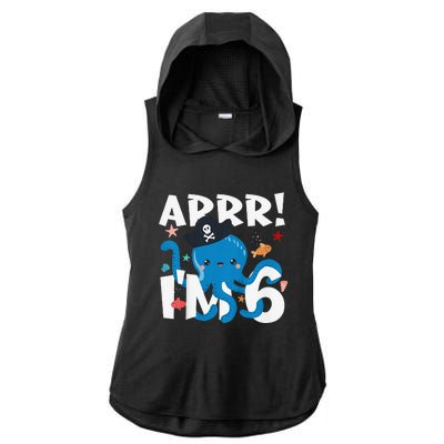 6 Years Old Birthday Cute Octopus Pirate 6th Bday Gift Ladies PosiCharge Tri-Blend Wicking Draft Hoodie Tank