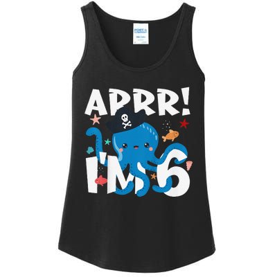 6 Years Old Birthday Cute Octopus Pirate 6th Bday Gift Ladies Essential Tank