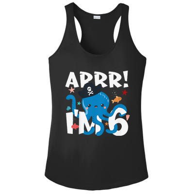 6 Years Old Birthday Cute Octopus Pirate 6th Bday Gift Ladies PosiCharge Competitor Racerback Tank