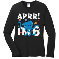 6 Years Old Birthday Cute Octopus Pirate 6th Bday Gift Ladies Long Sleeve Shirt