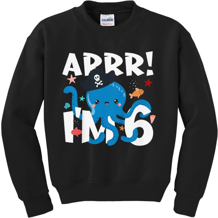 6 Years Old Birthday Cute Octopus Pirate 6th Bday Gift Kids Sweatshirt