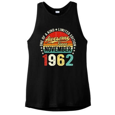 60 Year Old Women Vintage November 1962 60Th Birthday Ladies PosiCharge Tri-Blend Wicking Tank