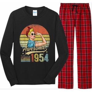 69 Year Old Awesome Since 1954 69th Birthday Gifts Long Sleeve Pajama Set