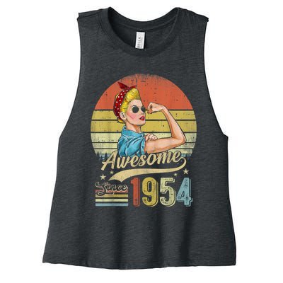 69 Year Old Awesome Since 1954 69th Birthday Gifts Women's Racerback Cropped Tank