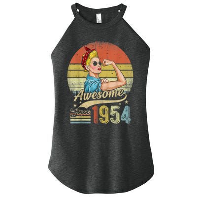 69 Year Old Awesome Since 1954 69th Birthday Gifts Women’s Perfect Tri Rocker Tank