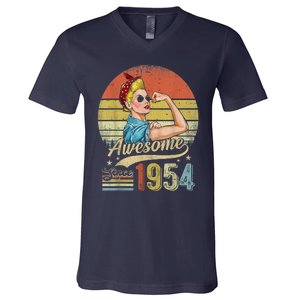 69 Year Old Awesome Since 1954 69th Birthday Gifts V-Neck T-Shirt