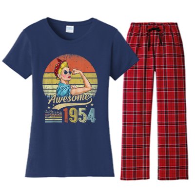 69 Year Old Awesome Since 1954 69th Birthday Gifts Women's Flannel Pajama Set