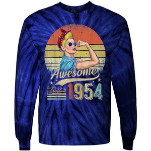 69 Year Old Awesome Since 1954 69th Birthday Gifts Tie-Dye Long Sleeve Shirt