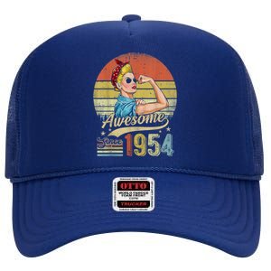 69 Year Old Awesome Since 1954 69th Birthday Gifts High Crown Mesh Back Trucker Hat