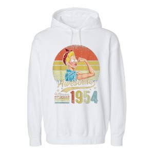 69 Year Old Awesome Since 1954 69th Birthday Gifts Garment-Dyed Fleece Hoodie