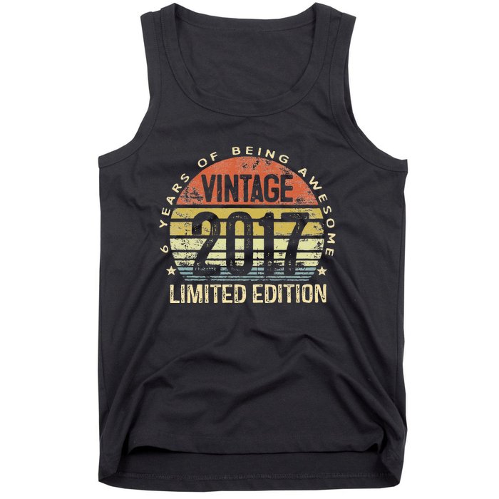 6 Year Old 6th Birthday Gifts Son Vintage 2017 6yr Bday Tank Top