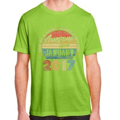 6 Year Old Awesome Since January 2017 6th Birthday Gift Adult ChromaSoft Performance T-Shirt