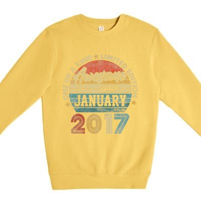 6 Year Old Awesome Since January 2017 6th Birthday Gift Premium Crewneck Sweatshirt