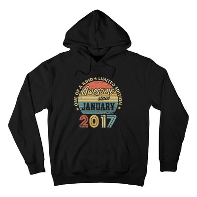 6 Year Old Awesome Since January 2017 6th Birthday Gift Hoodie