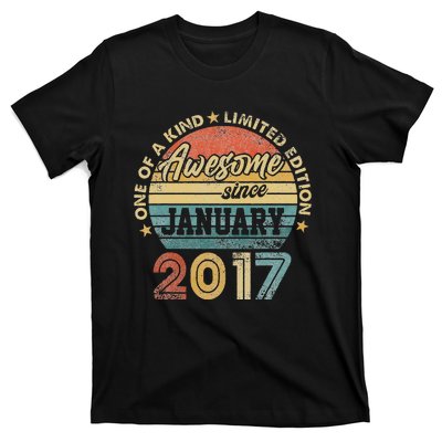 6 Year Old Awesome Since January 2017 6th Birthday Gift T-Shirt