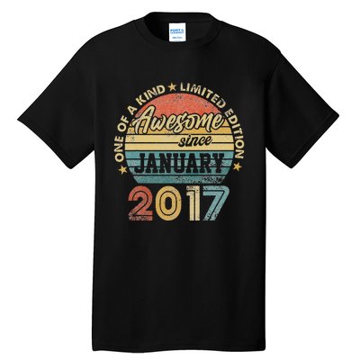 6 Year Old Awesome Since January 2017 6th Birthday Gift Tall T-Shirt