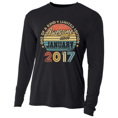 6 Year Old Awesome Since January 2017 6th Birthday Gift Cooling Performance Long Sleeve Crew