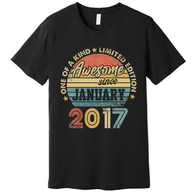 6 Year Old Awesome Since January 2017 6th Birthday Gift Premium T-Shirt