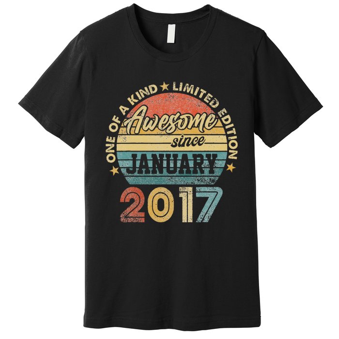 6 Year Old Awesome Since January 2017 6th Birthday Gift Premium T-Shirt