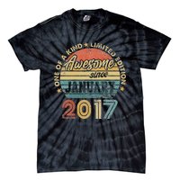 6 Year Old Awesome Since January 2017 6th Birthday Gift Tie-Dye T-Shirt