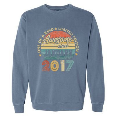 6 Year Old Awesome Since January 2017 6th Birthday Gift Garment-Dyed Sweatshirt