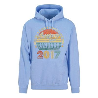 6 Year Old Awesome Since January 2017 6th Birthday Gift Unisex Surf Hoodie