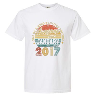 6 Year Old Awesome Since January 2017 6th Birthday Gift Garment-Dyed Heavyweight T-Shirt