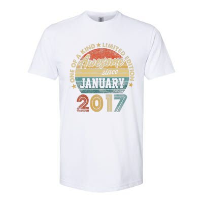 6 Year Old Awesome Since January 2017 6th Birthday Gift Softstyle CVC T-Shirt