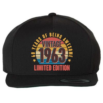 60 Years Of Being Awesome 1963 Limited Edition Vintage Retro Wool Snapback Cap
