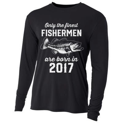 6 Year Old Fisherman Fishing 2017 6th Birthday Cooling Performance Long Sleeve Crew