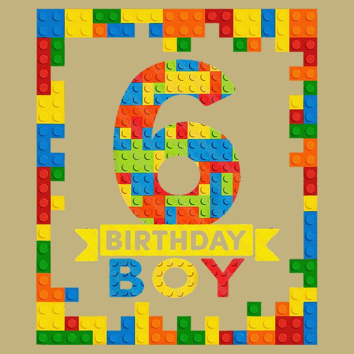6 Year Old Building Blocks 6th Birthday Brick Builder Button