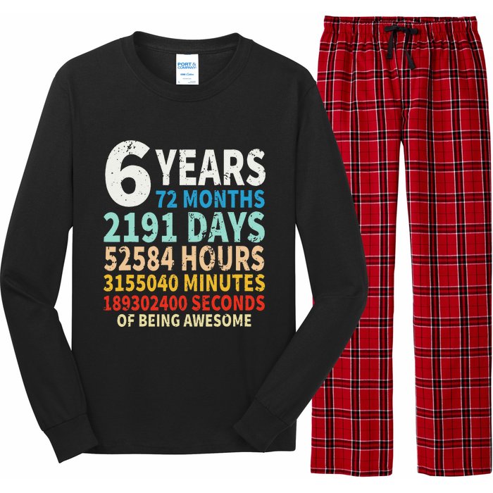 6 Years Old 6th Birthday Gifts Vintage 72 Months Long Sleeve Pajama Set