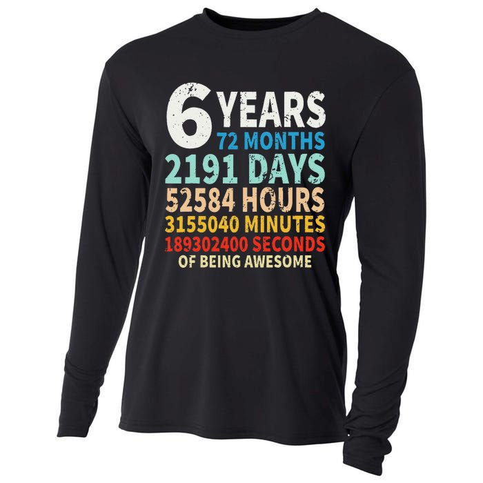 6 Years Old 6th Birthday Gifts Vintage 72 Months Cooling Performance Long Sleeve Crew