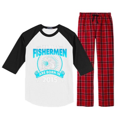 6 Year Old Vintage 2015 Fishing Fisherman 6th Birthday Raglan Sleeve Pajama Set