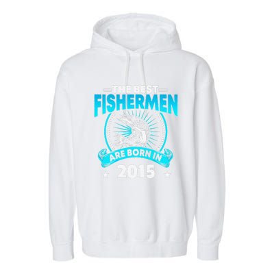 6 Year Old Vintage 2015 Fishing Fisherman 6th Birthday Garment-Dyed Fleece Hoodie