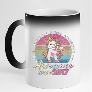 6 Years Old Flossing Unicorn Gifts 6th Birthday Party 11oz Black Color Changing Mug