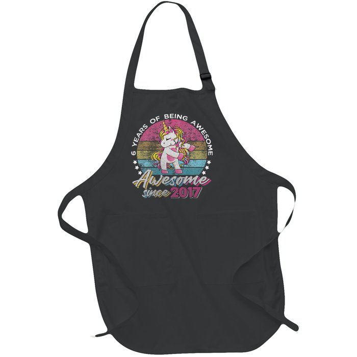 6 Years Old Flossing Unicorn Gifts 6th Birthday Party Full-Length Apron With Pockets