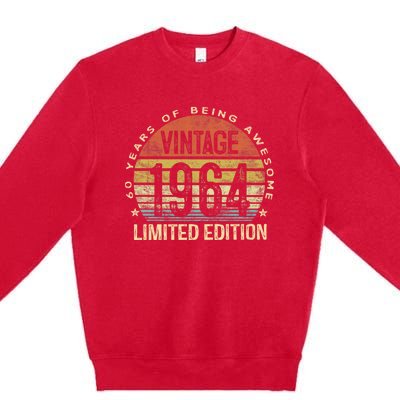 60 Year Old Gifts Vintage 1964 Limited Edition 60th Birthday Retro Premium Crewneck Sweatshirt