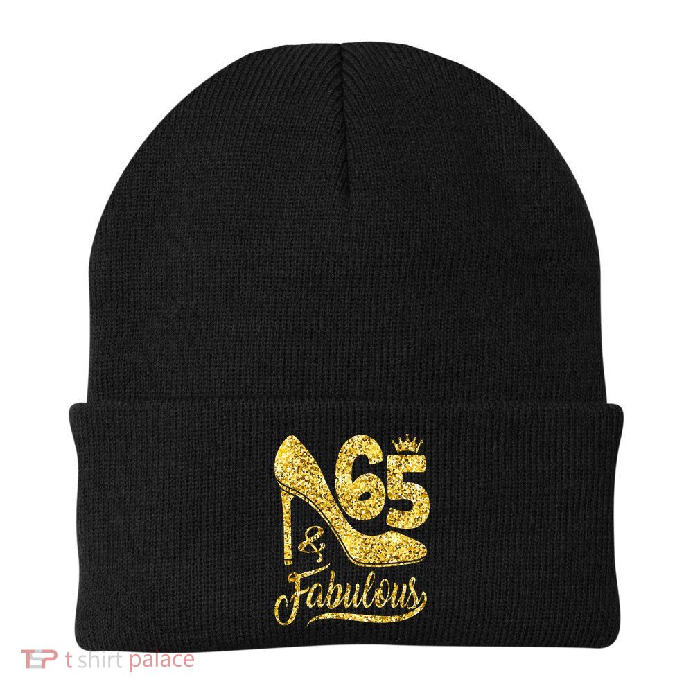 65 Years Old Gifts 65 & Fabulous 65th Birthday high heels Beanie