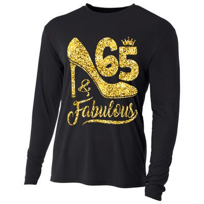 65 Years Old Gifts 65 & Fabulous 65th Birthday high heels Cooling Performance Long Sleeve Crew