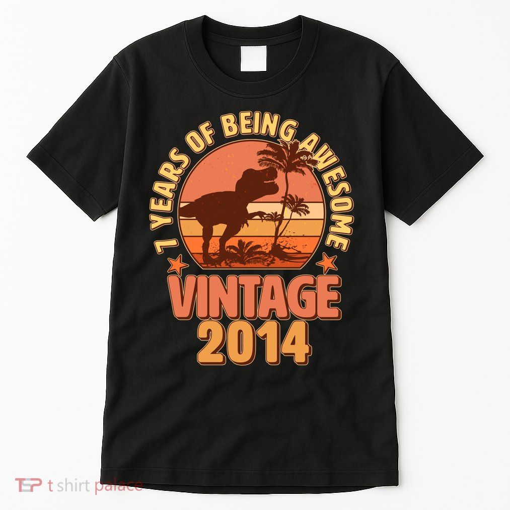 7 Years of Being Awesome Vintage 2014 Birthday T-Rex Tall T-Shirt