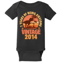 7 Years of Being Awesome Vintage 2014 Birthday T-Rex Baby Bodysuit