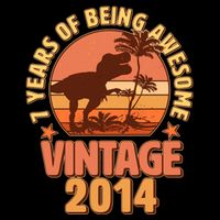 7 Years of Being Awesome Vintage 2014 Birthday T-Rex Baby Bodysuit