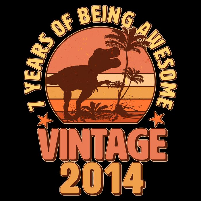 7 Years of Being Awesome Vintage 2014 Birthday T-Rex Baby Bodysuit