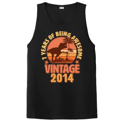 7 Years of Being Awesome Vintage 2014 Birthday T-Rex PosiCharge Competitor Tank