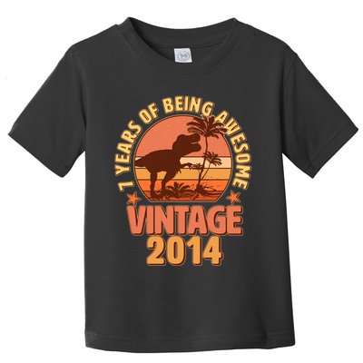7 Years of Being Awesome Vintage 2014 Birthday T-Rex Toddler T-Shirt
