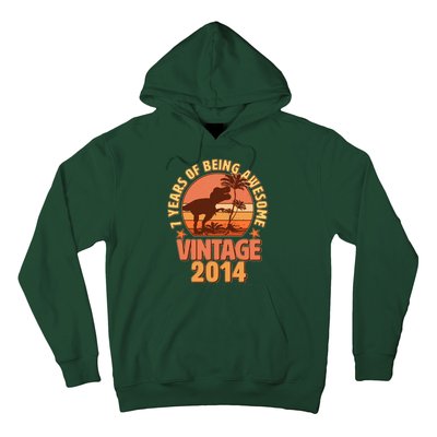 7 Years of Being Awesome Vintage 2014 Birthday T-Rex Hoodie