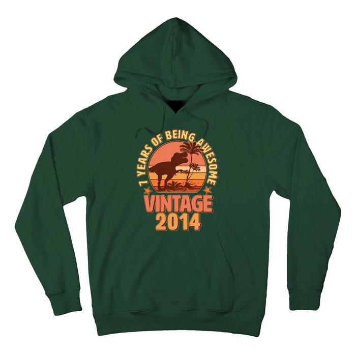 7 Years of Being Awesome Vintage 2014 Birthday T-Rex Hoodie