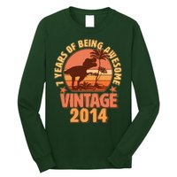 7 Years of Being Awesome Vintage 2014 Birthday T-Rex Long Sleeve Shirt