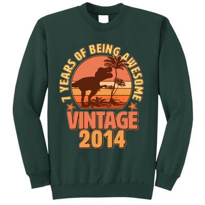 7 Years of Being Awesome Vintage 2014 Birthday T-Rex Sweatshirt
